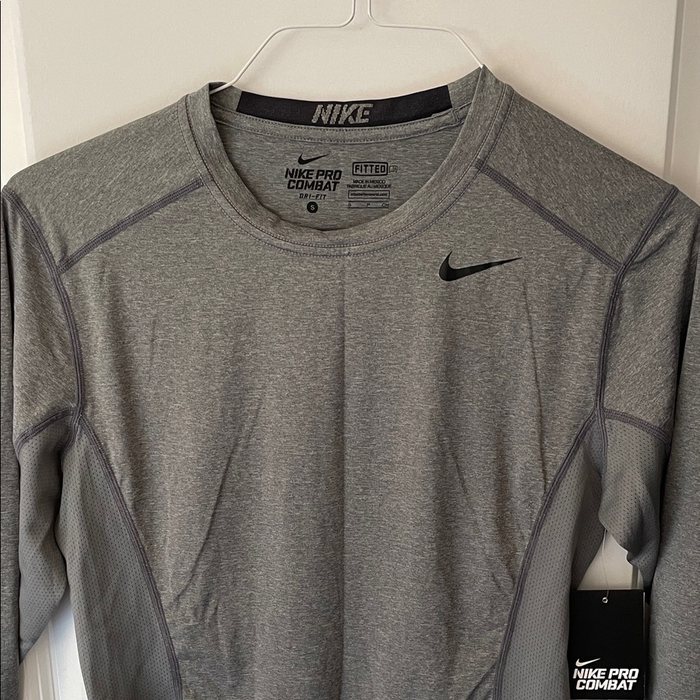 Nike Pro Combat Heather Gray Long Sleeve